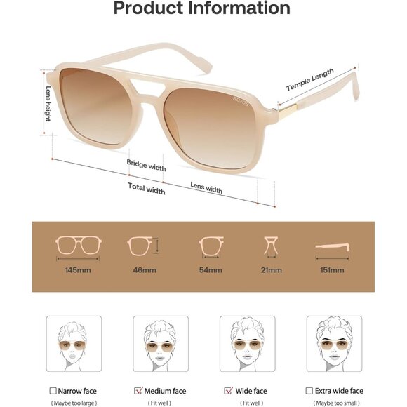 🆕 Men Brown Retro Aviator Sunglasses Trendy Rectangle Shades Stylish Design Fit - Picture 4 of 8